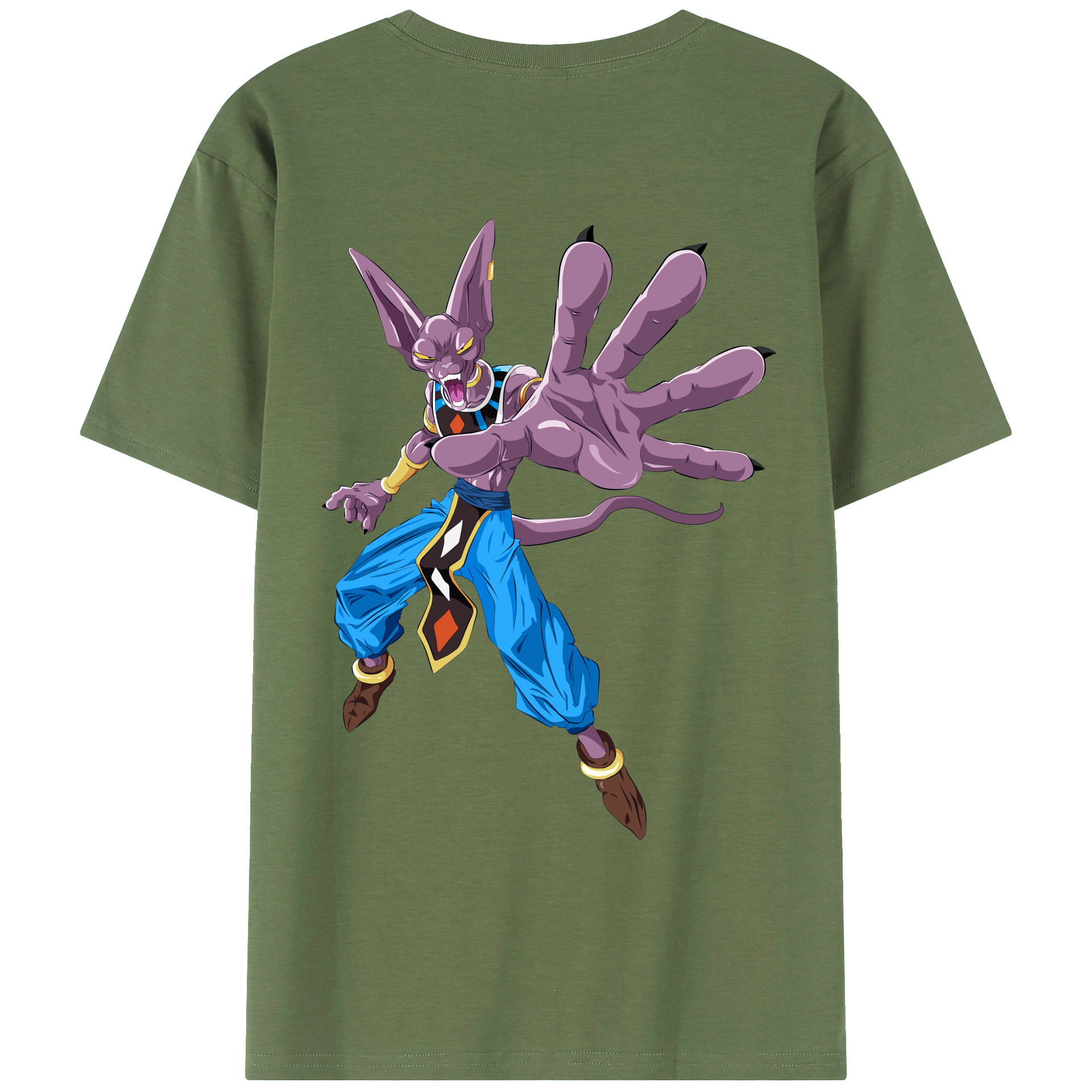 （画像用） ドラゴンボール ビルス 破壊神ビルス DRAGON BALL Beerus Birusu 綿100％ メンズ半袖Tシャツ（バックプリント） 通気性